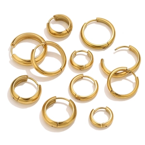 Detailed collection of 18K gold plated stainless steel hoop earrings in various sizes