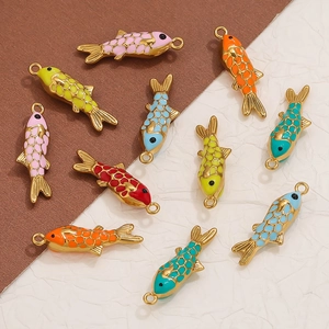 Colorful koi fish enamel pendants in various colors for DIY jewelry making and crafts