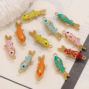 Colorful koi fish charms in stainless steel with enamel finish for DIY jewelry making