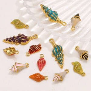 Pendentifs coquillages colorés en acier inoxydable émaillé pour la création de bijoux