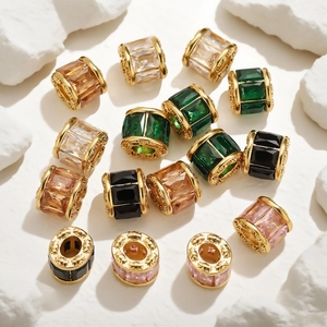18k gold plated stainless steel spacer beads with micro-set crystals for DIY jewelry making