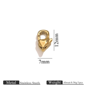 Détail d'un fermoir mousqueton en acier inoxydable doré 12mm avec dimensions