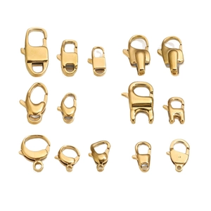 Lot de 12 fermoirs mousquetons en acier inoxydable doré et connecteurs pour bijoux DIY