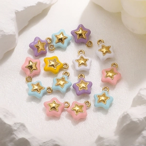 Kleurrijke emaille sterhangers van roestvrij staal voor het maken van DIY sieraden