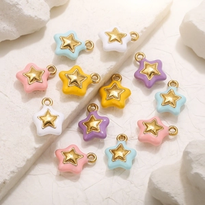 Kleurrijke macaron emaille ster hangers van roestvrij staal voor DIY sieraden maken