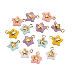 Stervormige roestvrijstalen hangers met kleurrijk emaille voor DIY-sieraden maken