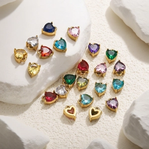 Multicolor heart-shaped crystal pendants with gold claw settings for DIY jewelry making