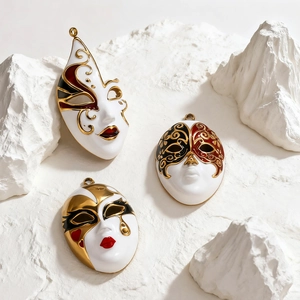 Ciondolo Maschera dell'Opera di Pechino Creativo in Acciaio Inossidabile Smalto a Goccia Maschera Tradizionale Fai da Te Gioielli