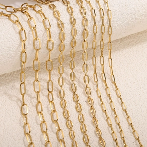 18K gold plated stainless steel chain necklace in various textured link designs