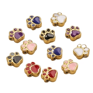 Kleurrijke emaille dierenpootjes bedeltjes van goud staal voor DIY-sieraden maken