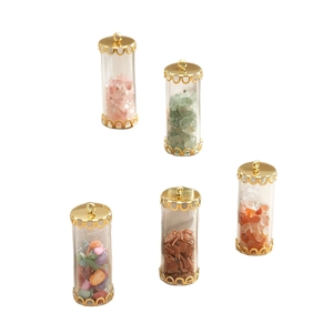 DIY stainless steel glass tube pendants with natural stones and gold crown caps