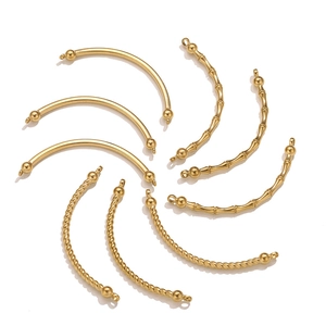 Detailed view of gold stainless steel tube connectors in smooth, bamboo, and twist textures