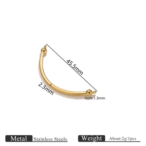 Detailed specs of a 45.5mm gold stainless steel curved tube bead for DIY jewelry making