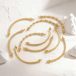 Stainless Steel Curved Tube Connector For DIY Jewelry Making Bamboo Twist Smooth Bracelet Accessories Gold Steel Color Findings