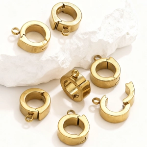 Goldener Edelstahl-Federringverschluss für DIY-Halsketten und Lederband-Schmuck