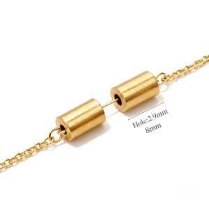 Golden stainless steel cylindrical slider beads for DIY jewelry with 2.9mm hole diameter