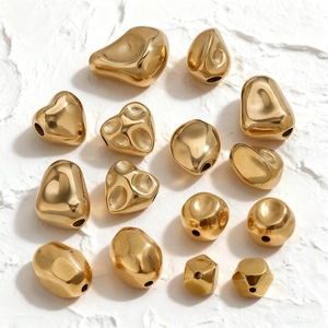 Perles Géométriques Irrégulières en Acier Inoxydable Plaqué Or 18K Accessoires Bijoux DIY pour Collier Bracelet Boucle d'Oreille Pendentif