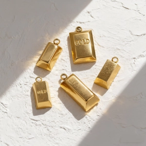Lot de pendentifs lingots en acier inoxydable doré avec gravure GOLD pour bijoux