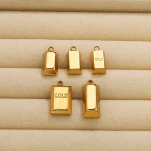 Lot de cinq pendentifs en forme de lingot d'or en acier inoxydable gravés GOLD pour bijoux