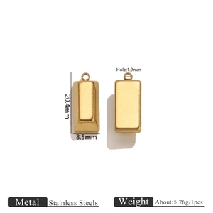 Détails du pendentif barre en acier doré 20,4mm avec spécifications de taille et de poids