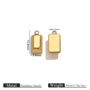 Détail du pendentif lingot d'or 15,4x7,6mm en acier inoxydable pour création bijoux