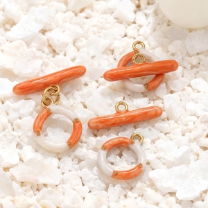 Fermoirs à bascule OT en résine marbrée et finition dorée pour bijoux DIY créatifs