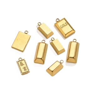 Lot de pendentifs lingots d'or en acier inoxydable doré pour création de bijoux DIY