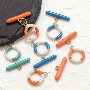 Fermoirs à bascule OT en émail coloré pour la fabrication de bijoux DIY en or et couleurs