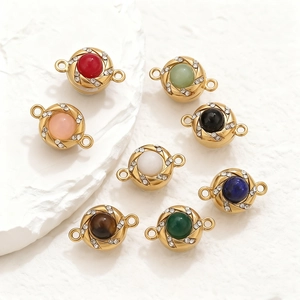 Eight-color round gemstone magnetic clasps with rhinestones for DIY jewelry making