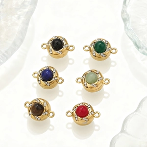 Set of 6 colorful stone magnetic clasps with rhinestones for DIY jewelry making