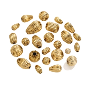 Perle distanziatrici in acciaio inossidabile placcato oro 18K con texture a zucca
