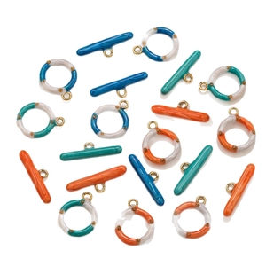 Fermoirs à bascule OT en émail coloré avec motif marbré pour création bijoux