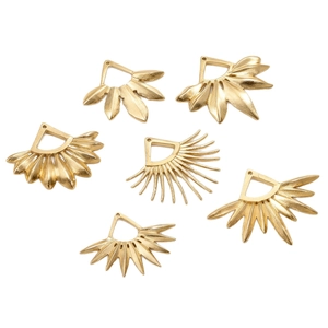 Set aus sechs goldenen fächerförmigen Edelstahlanhängern für DIY-Ohrringe und Schmuck