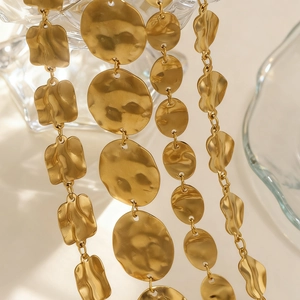 Handgefertigte, gehämmerte, unregelmäßige, vergoldete Edelstahlkette für DIY-Schmuck