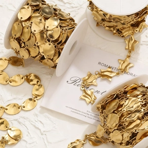 Goldene unregelmäßige Edelstahl Stern und Scheiben Ketten für DIY Schmuck