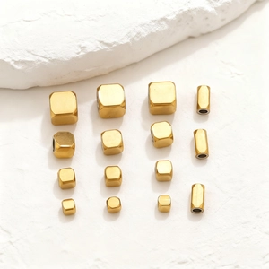 Perles géométriques en acier inoxydable doré mat pour la création de bijoux DIY