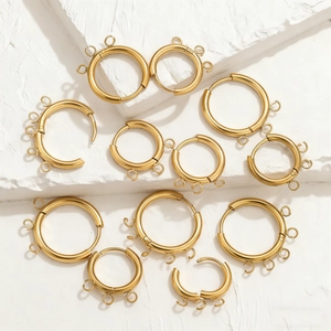Stainless Steel Round Hoop Earring Hooks With Multiple Hanging Loops For DIY Jewelry Making Gold Silver Earring Findings