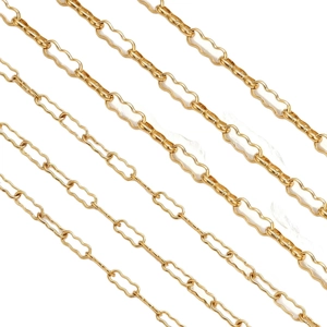 Polished wavy scalloped oval link chain in gold finish for DIY jewelry making