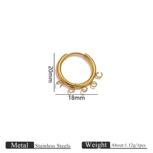 Detailed view of 20mm gold stainless steel DIY hoop earring with five small hanging loops