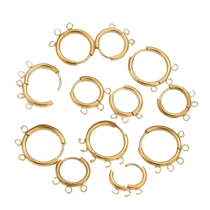 Golden stainless steel multi-loop hoop earrings for DIY jewelry making and craft supplies