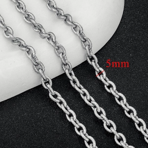 Macro detail of 5mm silver stainless steel twisted rope chain for DIY jewelry making