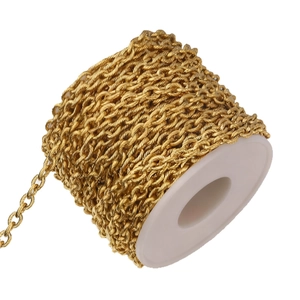 Retro twisted metal chain spool in gold stainless steel for DIY jewelry necklace making