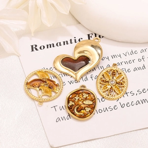 Goldene 304 Edelstahl-Anhänger in Ginkgoblatt- und Herzform für DIY-Schmucksets