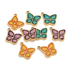 Colorful butterfly pendants in stainless steel with enamel for DIY jewelry making