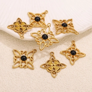 Colgantes de Cruz de Nudo Celta de Acero Inoxidable Vintage Chapados en Oro Con Incrustación Negra Para Joyería DIY