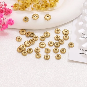 18K gold plated stainless steel twisted round spacer beads for DIY jewelry making