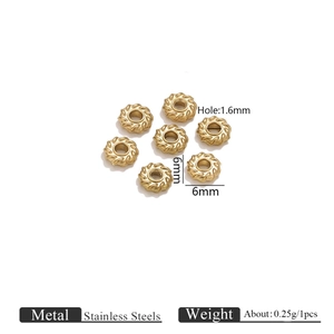 6mm gold stainless steel twisted spacer beads with 1.6mm hole for DIY jewelry making