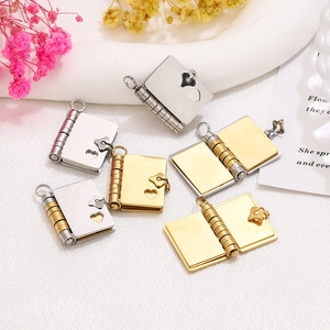 Vintage Stainless Steel Openable Book Locket Pendant For Women Heart Hollow Love Letter Personalised Jewelry Pendant Only