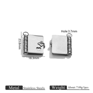 Detailed view of stainless steel envelope pendant with heart cutout and dimensions