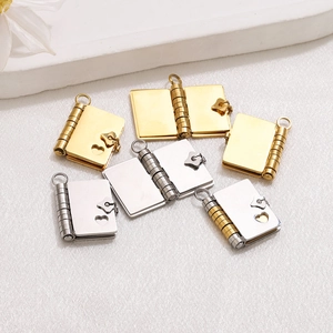 Polished stainless steel envelope book pendant necklaces in gold and silver finish